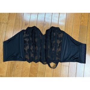 Victoria's Secret Black Lace Corset Bustier Bra Top 36C Strapless Underwire Goth